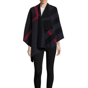 Burberry Navy Grey Red Wide Check Wrap